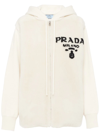 Prada Oversize-sweatshirt Aus Kaschmir Und Lammfell In Weiss
