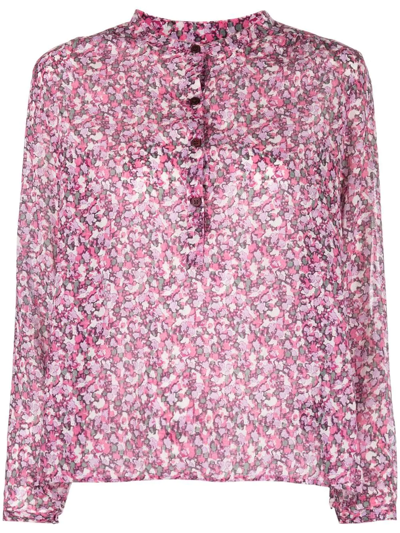 Isabel Marant Étoile Floral Print Collarless Blouse In Pink
