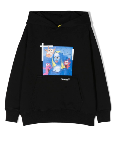 Off-white Graphic-print Cotton Hoodie In Schwarz