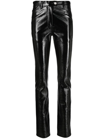 Courrèges Slim Vinyl Straight Pants Woman Black