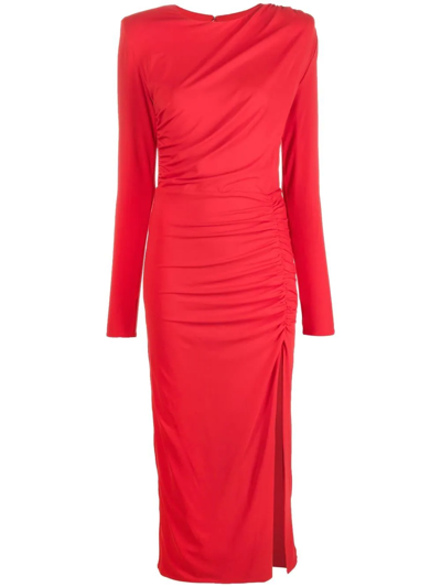 Federica Tosi Ruched-detail Midi-dress In Red