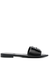 Fendi Baguette Ff Tube Medallion Flat Sandals In Schwarz