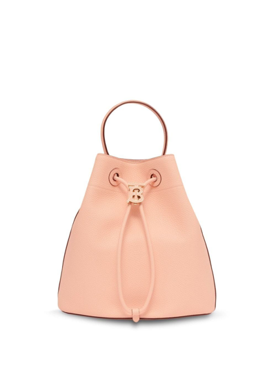 Burberry Tb Logo-plaque Leather Bucket Bag In Pink