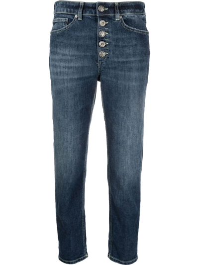 Dondup Bleach-effect High-waisted Jeans In Blau
