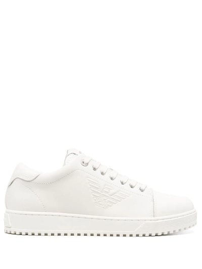 Emporio Armani Logo-embossed Low-top Sneakers In Nude