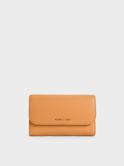 Charles & Keith Magnetic Front Flap Long Wallet In Pumpkin