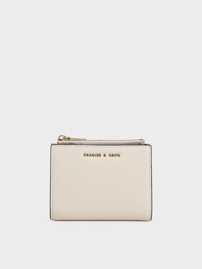 Charles & Keith Mini Top Zip Small Wallet In Ivory