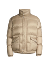 Alexander Mcqueen Nylon Puffer Coat In Tan Brown