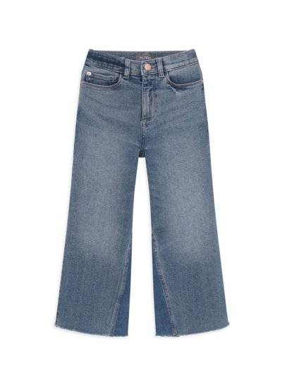 Dl Premium Denim Kids' Girl's Lily High-rise Wide-leg Jeans In Maritime Mixed Performance