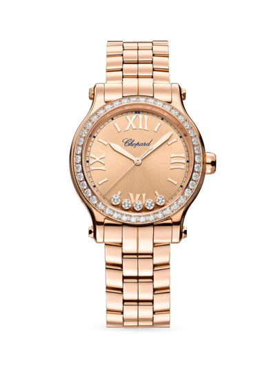 Chopard 33mm Happy Sport Automatic Diamond Rose Gold Bracelet Watch