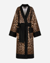Dolce & Gabbana All Over Leopard Print Bathrobe In Multicolor