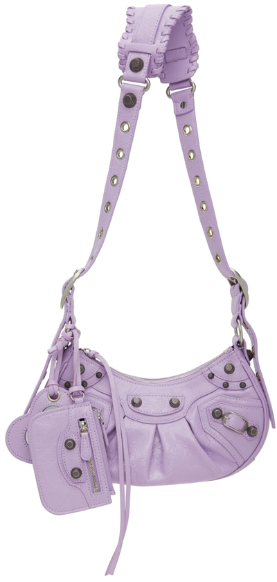 Balenciaga Cagole Xs Studded Leather Shoulder Bag In 5304 Lilac