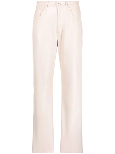 Nanushka Faux-leather Straight Leg Trousers In Neutrals