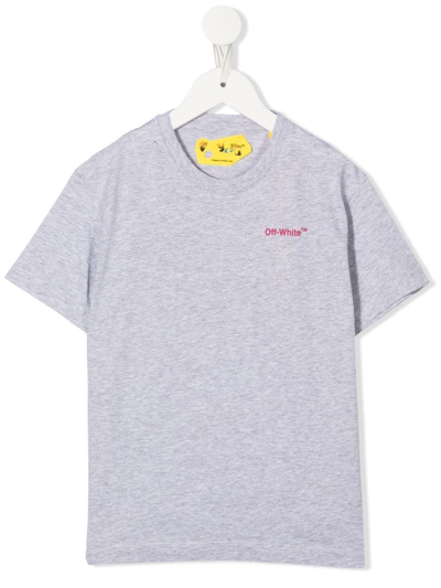 Off-white Kids' Arrows-logo Crew Neck T-shirt In Grey