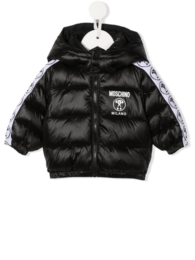 Moschino Babies' Hooded Logo-print Jacket In Black