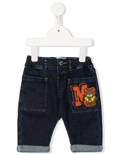 Moschino Babies' Graphic-print Jeans In Blue