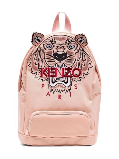 Kenzo Kids' Tiger Head-print Backpack In Pink
