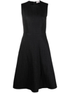 Moncler Quilted Sleeveless Flared Dress In Black