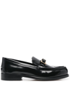 SERGIO ROSSI BUCKLED LEATHER MOCCASIN LOAFERS