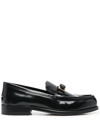 Sergio Rossi Buckled Leather Moccasin Loafers In Black
