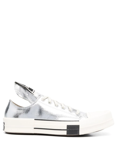 Rick Owens Drkshdw Silver Converse Edition Turbodrk Chuck 70 Low Sneakers In Silver White