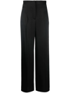 Alberta Ferretti Wide-leg Satin Pant Inverted Pleats In Black