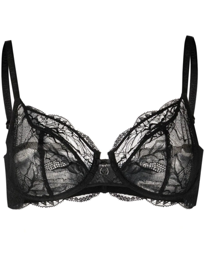 Emporio Armani Virtual Lace Underwired Bra In Black