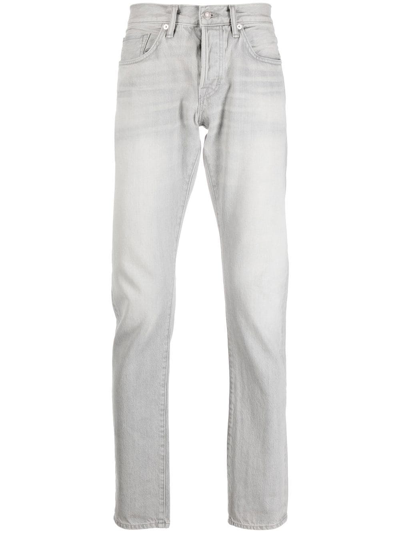 Tom Ford Stonewashed Skinny-cut Jeans In Grey