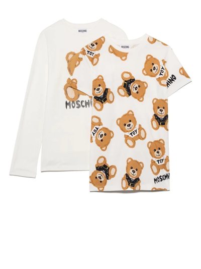 Moschino Kids' Teddy Bear Print Set Of Two T-shirts In White