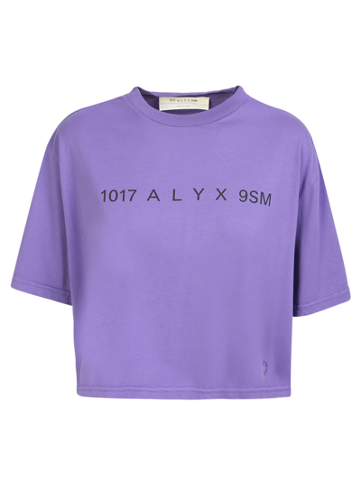 Alyx Logo短款棉质平纹针织t恤 In Purple