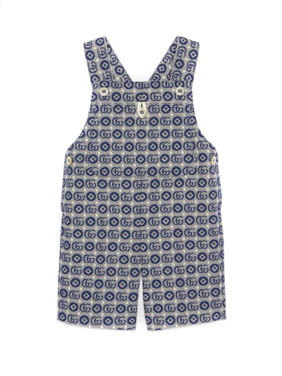 Gucci Baby Double G Jacquard Overall In Blue