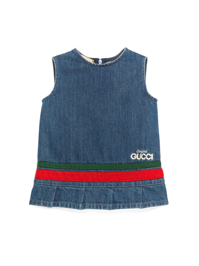 Gucci Kids' Branded Denim Dress Blue