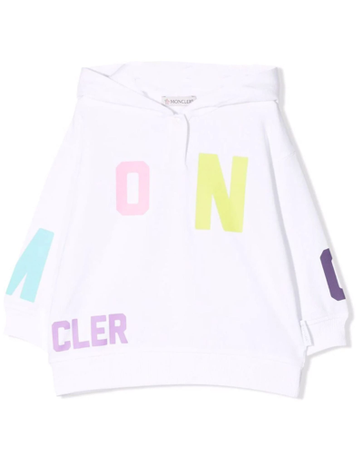 Moncler Babies' Logo印花套头式连帽衫 In White