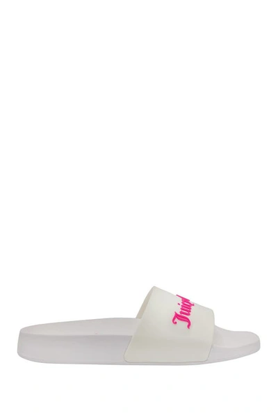 Juicy Couture Whimsey Womens Slip On Logo Pool Slides In White