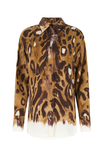 Marni Brown Printed Satin Oversize Shirt