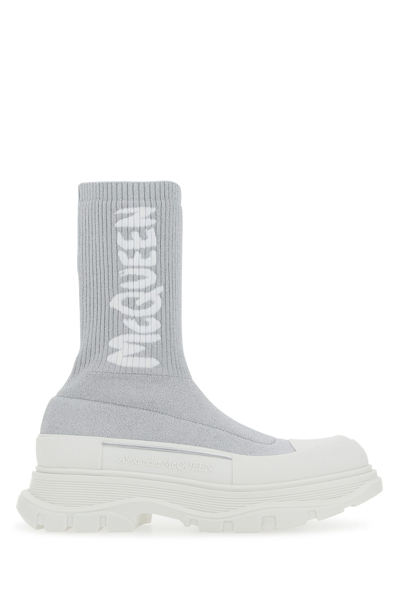 Alexander Mcqueen Grey Stretch Nylon Tread Slick Sneakers Nd  Donna 40.5 In White