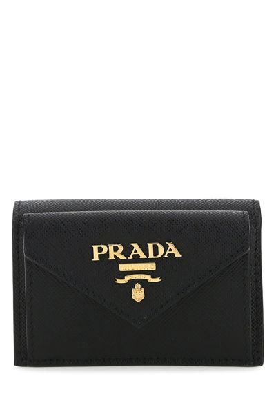 Prada Black Saffiano Leather Zip Around Wallet