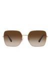 Dolce & Gabbana 57mm Gradient Square Sunglasses In Pink Gold/ Grad Pink Mirror