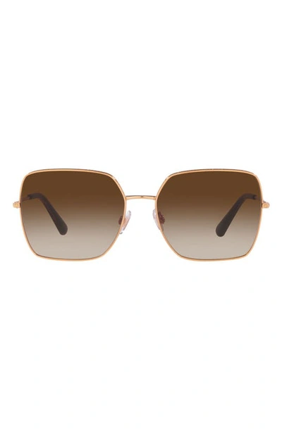 Dolce & Gabbana 57mm Gradient Square Sunglasses In Pink Gold/ Grad Pink Mirror