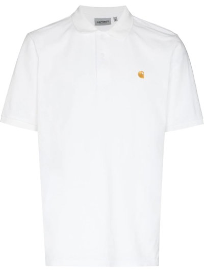 Carhartt Embroidered-logo Cotton Polo Shirt In White