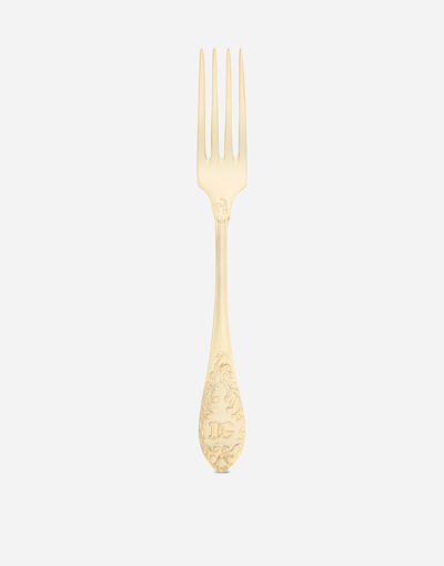 Dolce & Gabbana 24k Gold Plated Dinner Fork In Multicolor