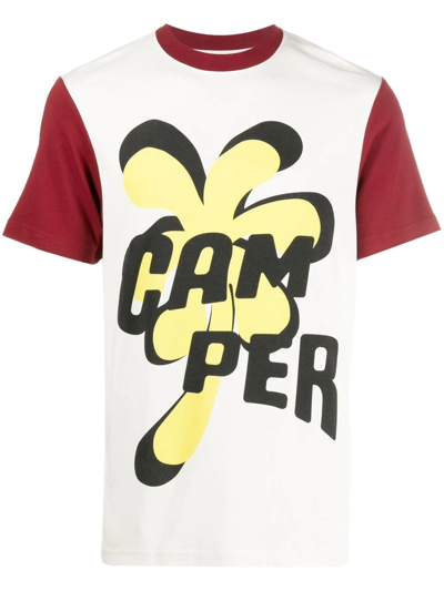 Camper Logo-print Colour-block T-shirt In White