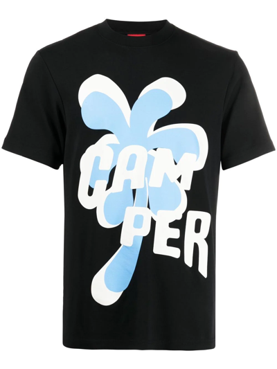 Camper Logo-print Organic Cotton T-shirt In Black