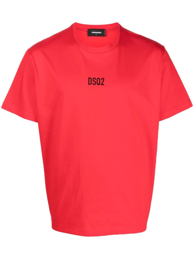 Dsquared2 Logo-print Cotton T-shirt In Red