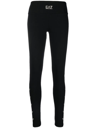 Ea7 Logo-print Leggings In Schwarz