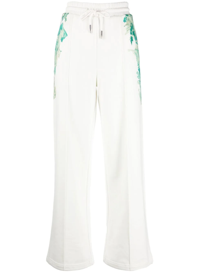 Feng Chen Wang Wave-print Track Pants In Weiss