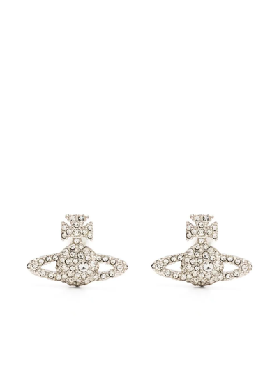 Vivienne Westwood Crystal-embellished Logo Stud Earring In Silver
