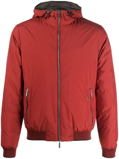 Moorer Zipped Hooded Jacket In Rot