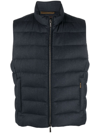 Moorer Zipped Padded Gilet In Blau