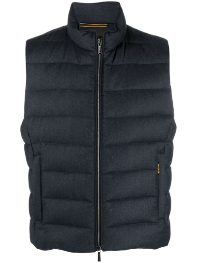 Moorer Zipped Padded Gilet In Blau